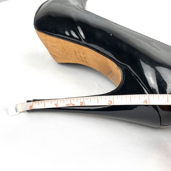 Aldo Heels Pantent Leather Closed Toe Stilleto 4" Cone Heel Black - Picture 3 of 4